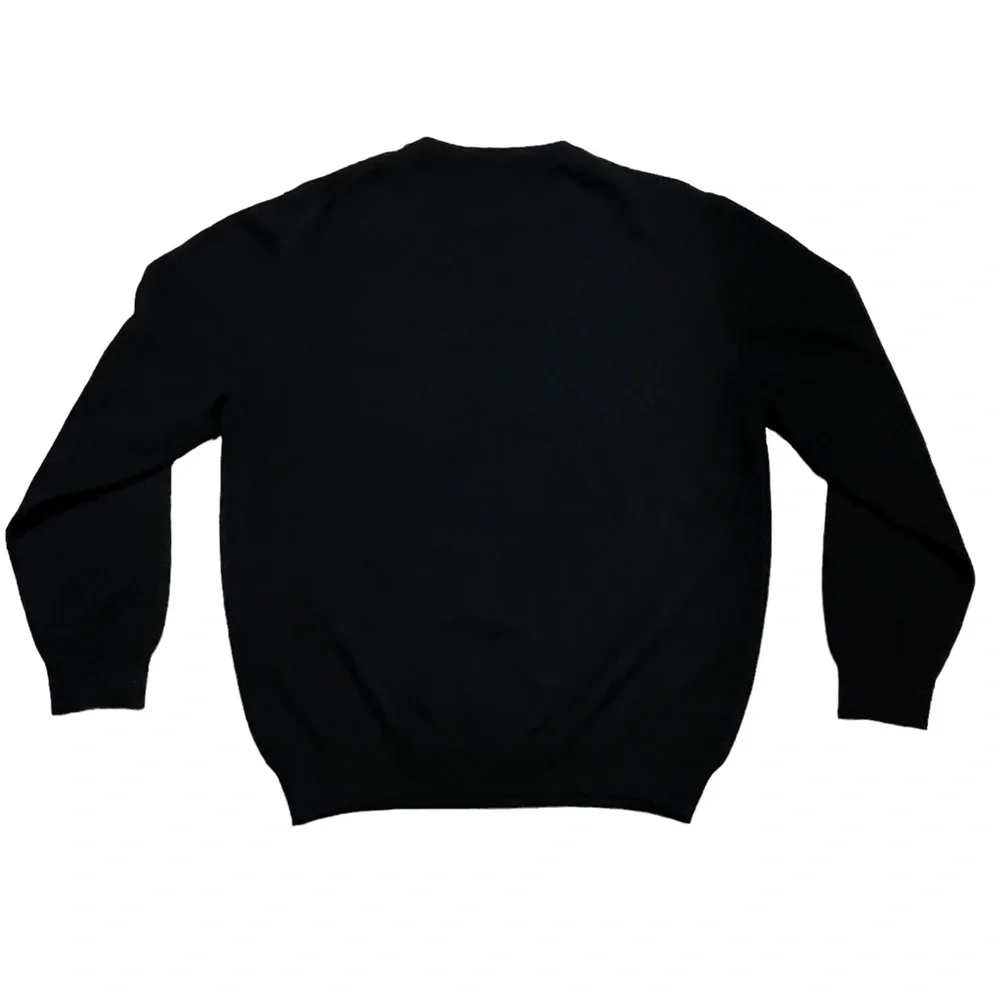 Men’s Uomo Bravo Cashmere Sweater Black Argyle Crew Neck Long Sleeve Pullover - Picture 10 of 11